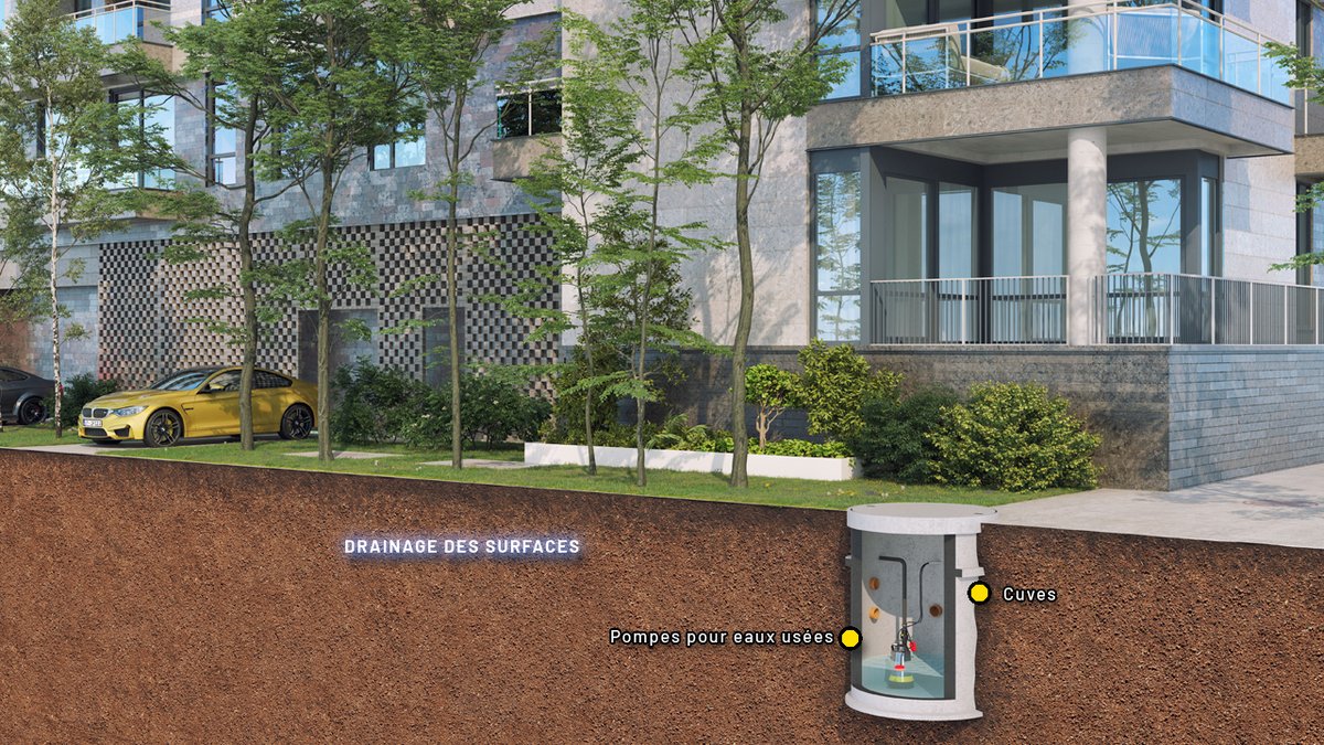 Drainage de surface Drainage de surface sur les grands parkings ou les cours d'école