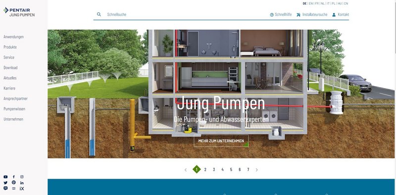 Die neue Webseite von Pentair Jung Pumpen